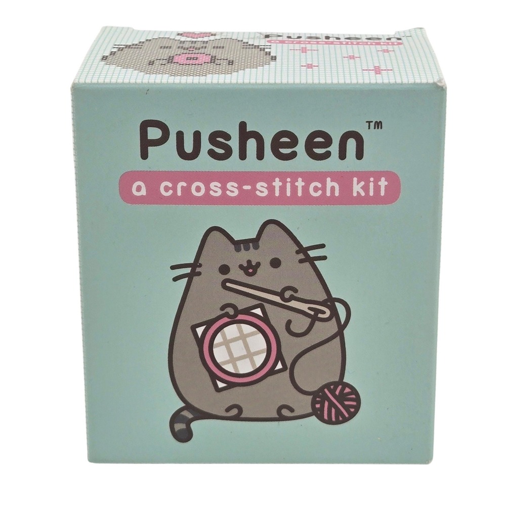 Pusheen Cross-Stitch Kit Embroidery w Mini Book Patterns Blue Craft Gift Set NEW
